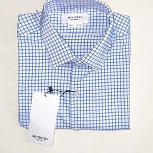 Ministry of Supply Men’s Performance Aero Dress Shirt Slim Fit Size XL New Blue
